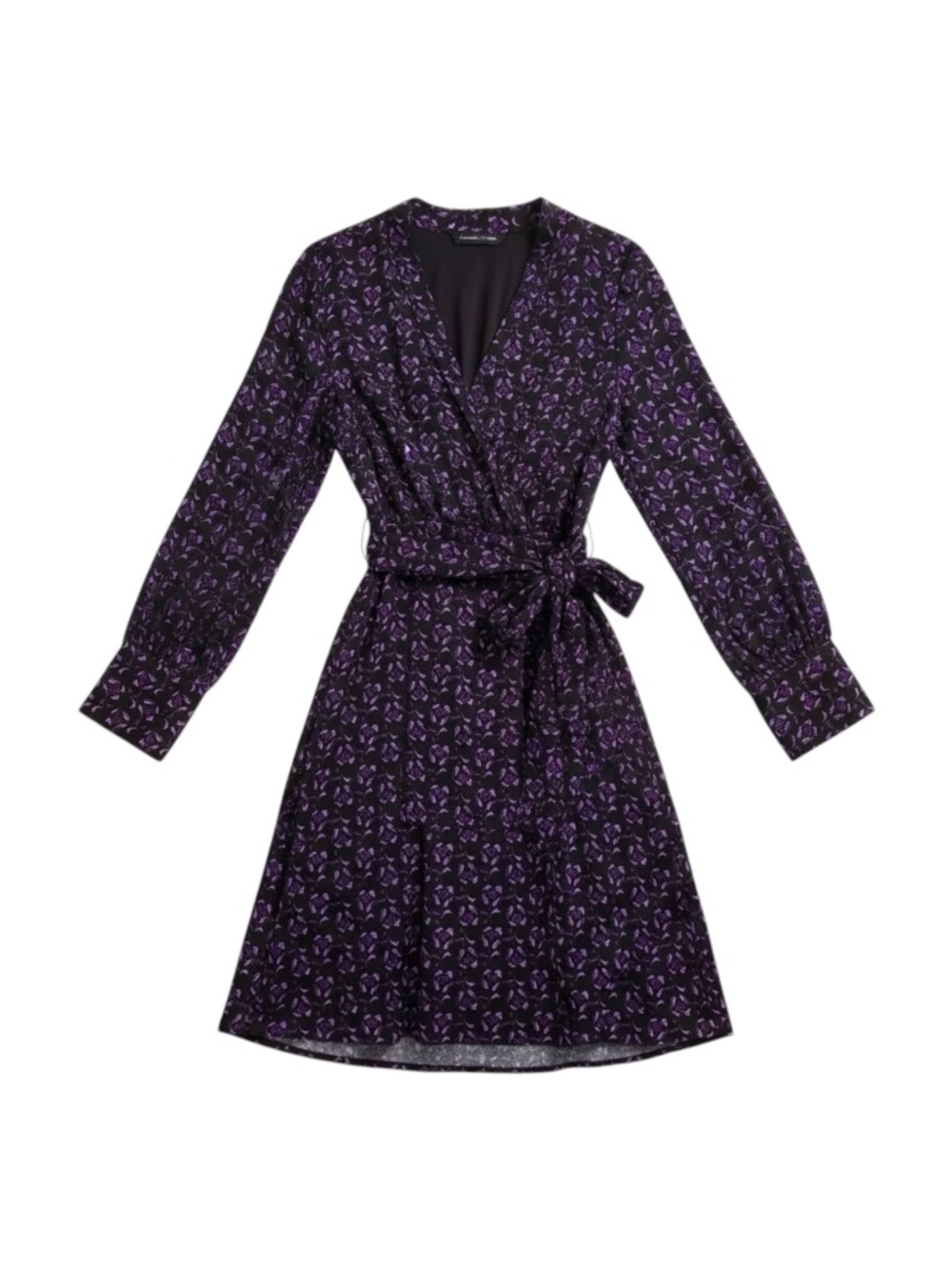 Elie Tahari Satin Floral Wrap Dress Women’s Medium Black Purple Pink